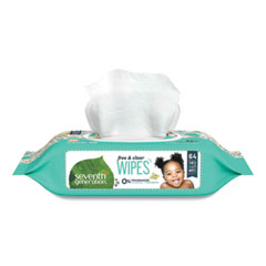 Free and Clear Baby Wipes, 7 x 7, Unscented, White, 64/Flip Top Pack, 12 Packs/Carton