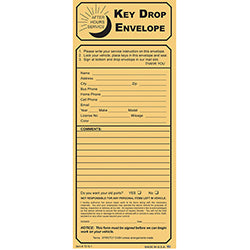 Key Drop Envelope, Key Drop Kraft - NO Checklist 100 / BX
