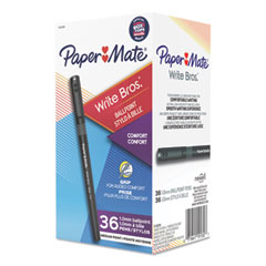 Write Bros. Grip Ballpoint Pen, Stick, Medium 1 mm, Black Ink, Black Barrel, 36/Pack