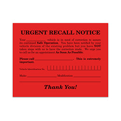 Urgent Recall Notice 250 / PK