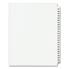 Preprinted Legal Exhibit Side Tab Index Dividers, Avery Style, 25-Tab, 401 to 425, 11 x 8.5, White, 1 Set, (1346)