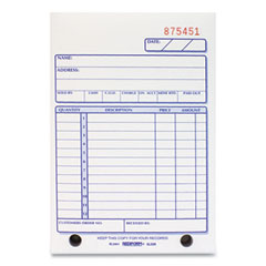 Sales Book, 12 Lines, Three-Part Carbonless, 4.25 x 6.38, 50 Forms Total