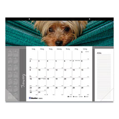 Pets Collection Monthly Desk Pad, Puppies Photography, 22 x 17, Black Binding, Clear Corners, 12-Month (Jan to Dec): 2024