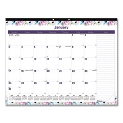 Passion Monthly Deskpad Calendar, Floral Artwork, 22 x 17, White/Multicolor Sheets, Black Binding, 12-Month (Jan-Dec): 2024