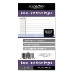 Lined Notes Pages for Planners/Organizers, 6.75 x 3.75, White Sheets, Undated