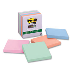 Recycled Notes in Wanderlust Pastels Collection Colors, 3" x 3", 65 Sheets/Pad, 6 Pads/Pack