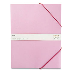 Folio, 1 Section, Elastic Cord Closure, Letter Size, Pink, 2/Pack