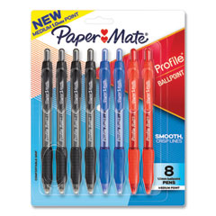 Profile Ballpoint Pen, Retractable, Medium 1 mm, Assorted Ink and Barrel Colors, 8/Pack