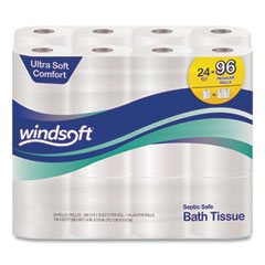 Premium Bath Tissue, Septic Safe, 2-Ply, White, 284 Sheets/Roll, 24 Rolls/Carton