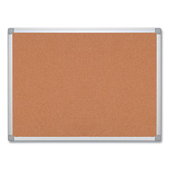 Earth Cork Board, 72 x 48, Tan Surface, Silver Aluminum Frame