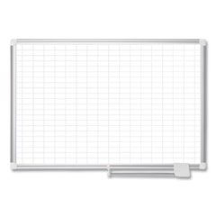 Gridded Magnetic Steel Dry Erase Planning Board, 1 x 2 Grid, 72 x 48, White Surface, Silver Aluminum Frame