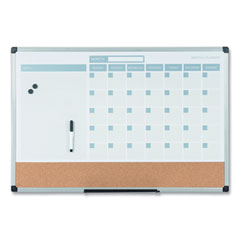 3-in-1 Calendar Planner, 36 x 24, White Surface, Silver Aluminum Frame