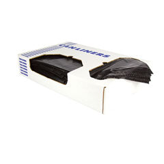 Linear Low-Density Can Liners—Flat Fold, Dual-Dispensing, 45 gal, 1.5 mil, 40 x 46, Black, 100/Carton