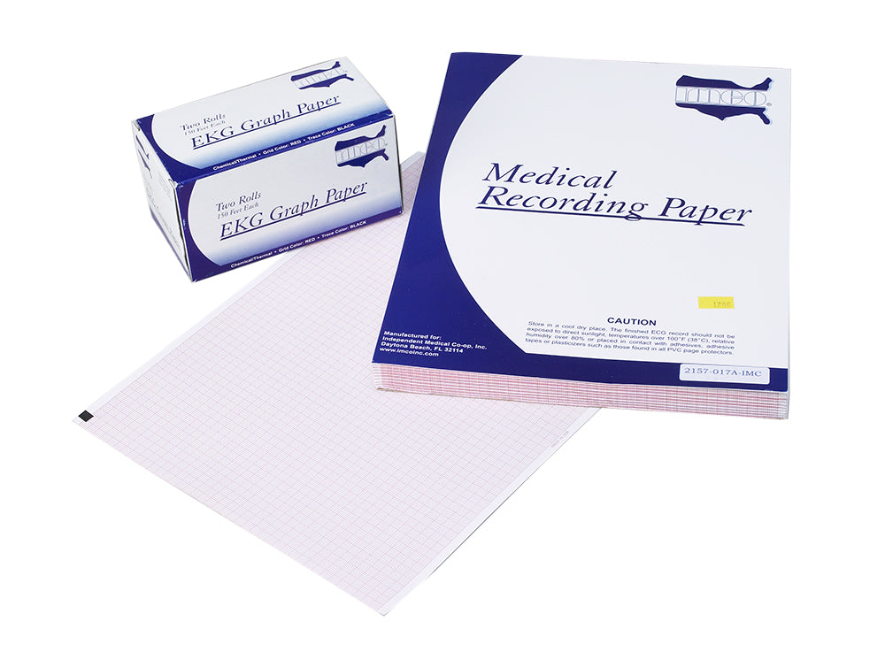 IMCO Brand ECG Paper 216mm x 200 sheets, Z-Fold, Permatrace (For use with Burdick/Cardiac Science)