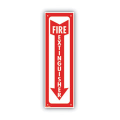 Glow-In-The-Dark Safety Sign, Fire Extinguisher, 4 x 13, Red