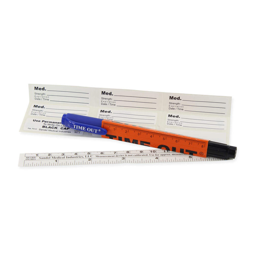 Sterile Skin Marking Pen Dual-Tip/Dual Ink | Includes Time-Out Reminder Sleeve, Ruler, and 8 Labels  - 100 per Case