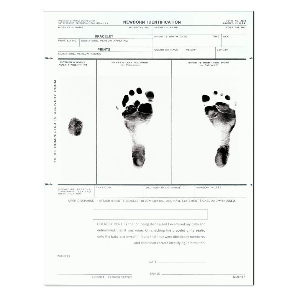 NEWBORN IDENTIFICATION FORM - 50 PER PAD