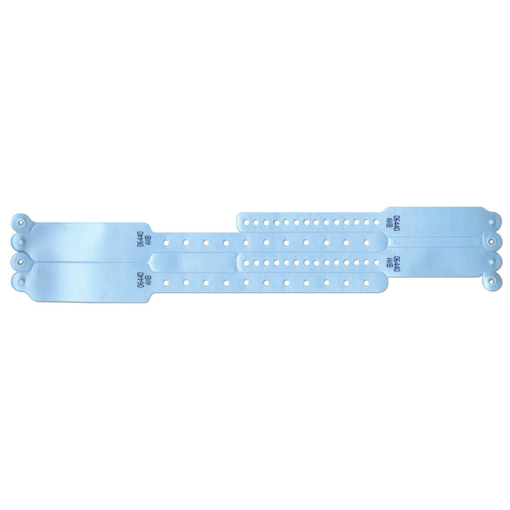 VERI-COLOR INSERT WRISTBAND VINYL X ADULT 9-1/4" LENGTH INFANT 6-1/2" LENGTH LIGHT BLUE - 400 PER BOX