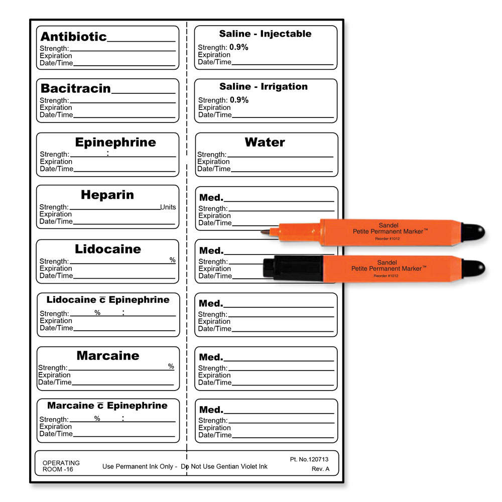 STERILE LABEL INCLUDES PETITE NO-ROLL STERILE MARKER (PERMANENT) 2   1 7/8" X 9/16" WHITE - 100 PER CASE