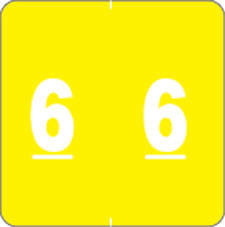 AMES® COMPATIBLE COLOR CODE LABEL NUMERIC "6" 1 7/8" X 1 7/8" 5/8"H NUMBERS YELLOW PERMANENT - 1000 PER ROLL