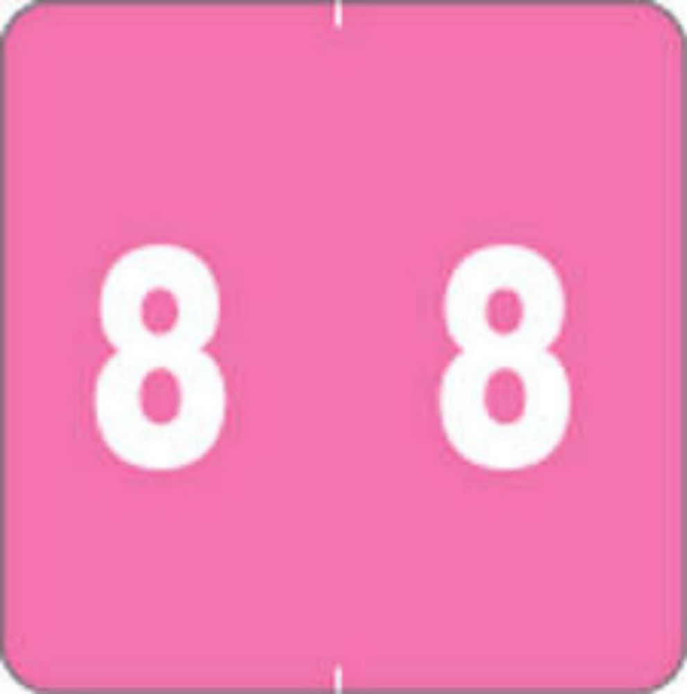 AMES® COMPATIBLE COLOR CODE LABEL NUMERIC "8" 1 7/8" X 1 7/8" 5/8"H NUMBERS PINK PERMANENT - 1000 PER ROLL