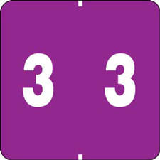 SMEAD® COMPATIBLE COLOR CODE LABEL NUMERIC "3" 1 7/8" X 1 7/8" 5/8"H NUMBERS PURPLE PERMANENT - 1000 PER ROLL