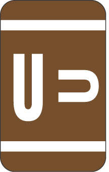 SMEAD® COMPATIBLE ACC COLOR CODE LABEL ALPHA "U" 1" X 1 5/8" BROWN PERMANENT - 500 PER ROLL