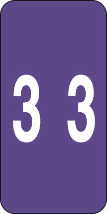 SMEAD® COMPATIBLE LCC COLOR CODE LABEL NUMERIC "3" 1" X 2" DARK PURPLE PERMANENT - 500 PER ROLL