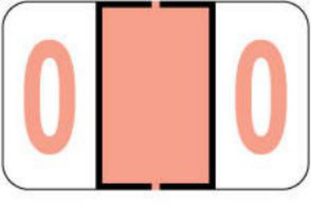 UAL® COMPATIBLE IDENT-A-FILE™ COLOR CODE LABEL NUMERIC "0" 1 5/8" X 1" PINK PERMANENT - 500 PER ROLL