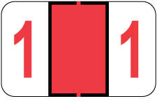 UAL® COMPATIBLE IDENT-A-FILE™ COLOR CODE LABEL NUMERIC "1" 1 5/8" X 1" RED PERMANENT - 500 PER ROLL