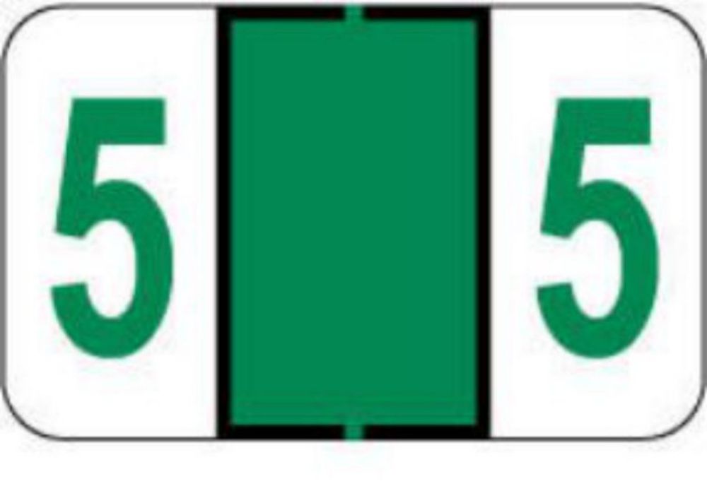 UAL® COMPATIBLE IDENT-A-FILE™ COLOR CODE LABEL NUMERIC "5" 1 5/8" X 1" DARK GREEN PERMANENT - 500 PER ROLL