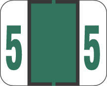 TAB® COMPATIBLE 1282 COLOR CODE LABEL NUMERIC "5" 1 1/4" X 1" DARK GREEN PERMANENT - 500 PER ROLL