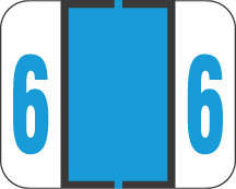 TAB® COMPATIBLE 1282 COLOR CODE LABEL NUMERIC "6" 1 1/4" X 1" LIGHT BLUE PERMANENT - 500 PER ROLL