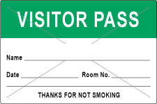 VISITOR PASS LABEL TAMPER-EVIDENT PAPER REMOVABLE VISITOR PASS NAME 3" CORE 3 X 2" LIGHT GREEN 1000 PER ROLL