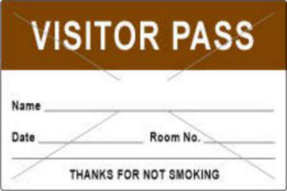 VISITOR PASS LABEL TAMPER-EVIDENT PAPER REMOVABLE VISITOR PASS NAME 3" CORE 3 X 2" BROWN 1000 PER ROLL