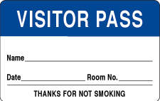 VISITOR PASS LABEL PAPER REMOVABLE VISITOR PASS NAME 1 1/2" CORE 2 3/4 " X 1 3/4" DARK BLUE 1000 PER ROLL