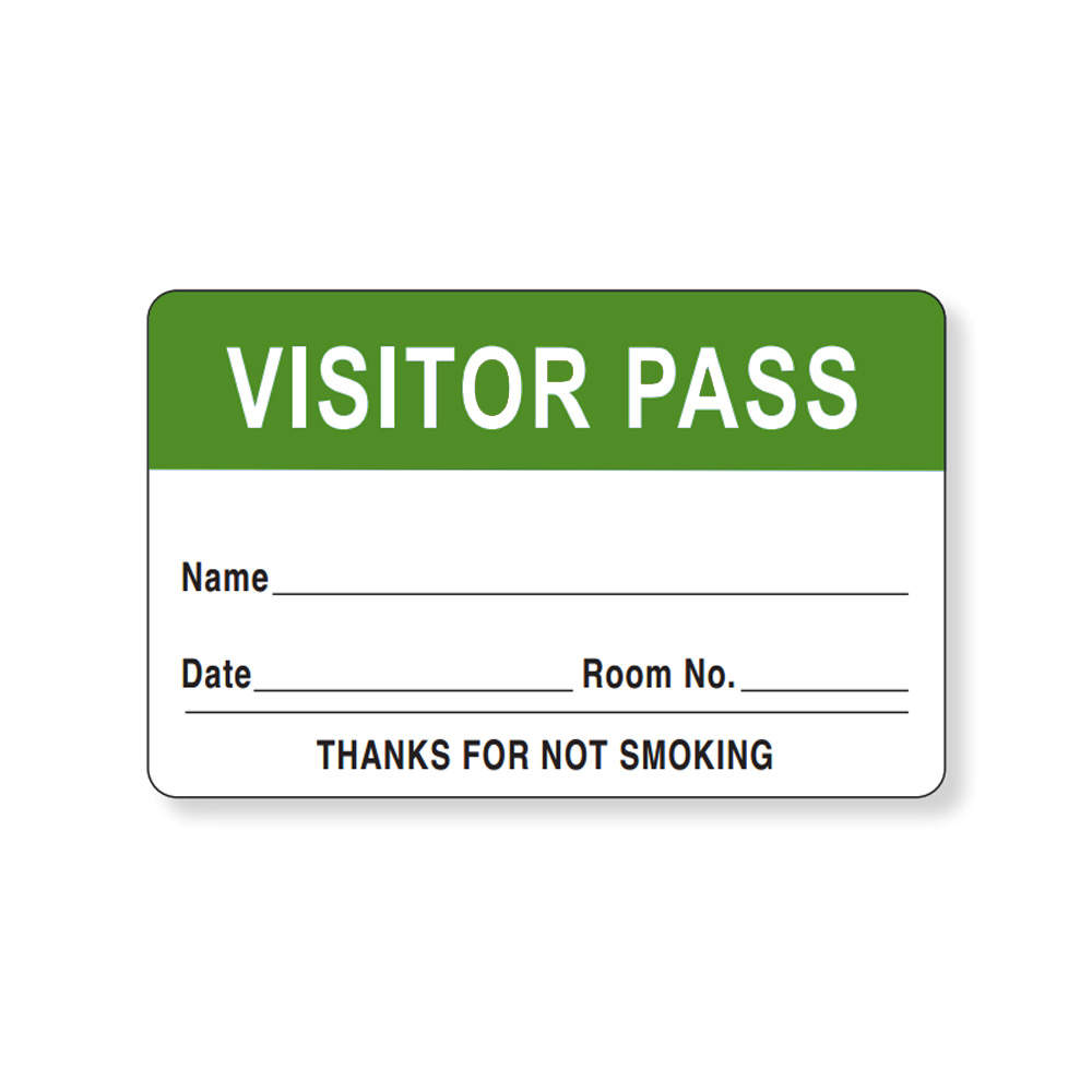 VISITOR PASS LABEL PAPER REMOVABLE VISITOR PASS NAME 1 1/2" CORE 2 3/4 " X 1 3/4" LIGHT GREEN 1000 PER ROLL