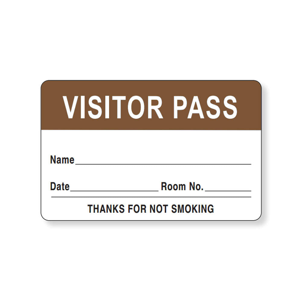 VISITOR PASS LABEL PAPER REMOVABLE VISITOR PASS NAME 1 1/2" CORE 2 3/4 " X 1 3/4" BROWN 1000 PER ROLL