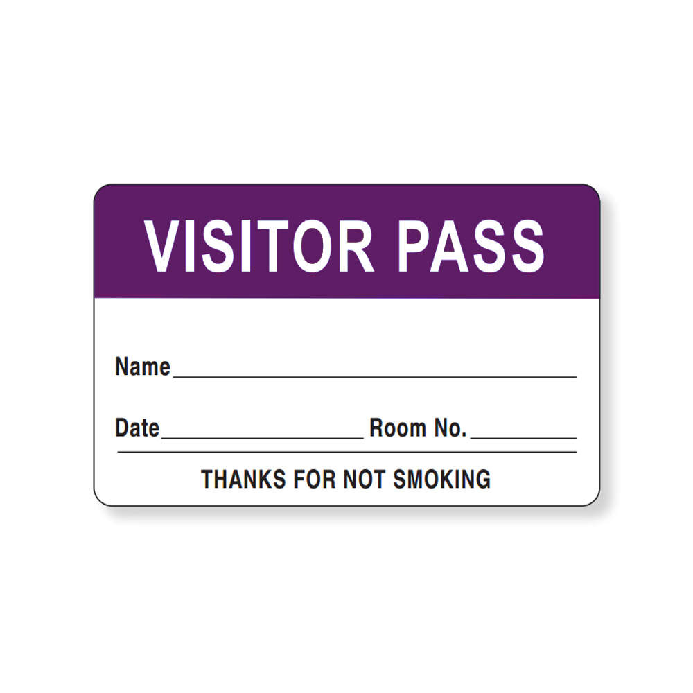 VISITOR PASS LABEL PAPER REMOVABLE VISITOR PASS NAME 1 1/2" CORE 2 3/4 " X 1 3/4" PURPLE 1000 PER ROLL