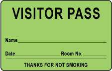 VISITOR PASS LABEL PAPER REMOVABLE VISITOR PASS NAME 1 1/2" CORE 2 3/4 " X 1 3/4" FL. GREEN 1000 PER ROLL