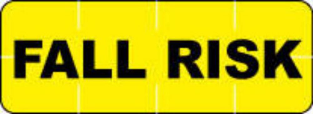 ALERT BANDS® LABEL POLY "FALL RISK" PRE-PRINTED, STATE STANDARDIZATION 0.6875X1/4 YELLOW - 250 PER QTY BASED ROLL