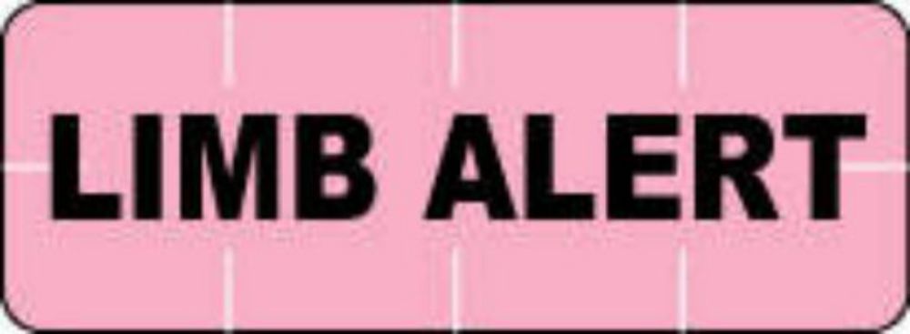 ALERT BANDS® LABEL POLY "LIMB ALERT" PRE-PRINTED, STATE STANDARDIZATION 0.6875X1/4 PINK - 250 PER QTY BASED ROLL