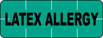 ALERT BANDS® LABEL POLY "LATEX ALLERGY" PRE-PRINTED, STATE STANDARDIZATION 0.6875X1/4 GREEN - 250 PER QTY BASED ROLL