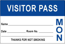 VISITOR PASS LABEL PAPER REMOVABLE VISITOR PASS NAME   3" X 2" DARK BLUE 1000 PER ROLL