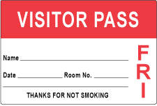 VISITOR PASS LABEL PAPER REMOVABLE VISITOR PASS NAME   3" X 2" RED 1000 PER ROLL