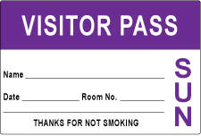 VISITOR PASS LABEL PAPER REMOVABLE VISITOR PASS NAME   3" X 2" PURPLE 1000 PER ROLL