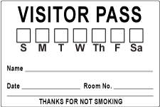 VISITOR PASS LABEL PAPER REMOVABLE VISITOR PASS S M T 3" CORE 3 X 2" WHITE 1000 PER ROLL