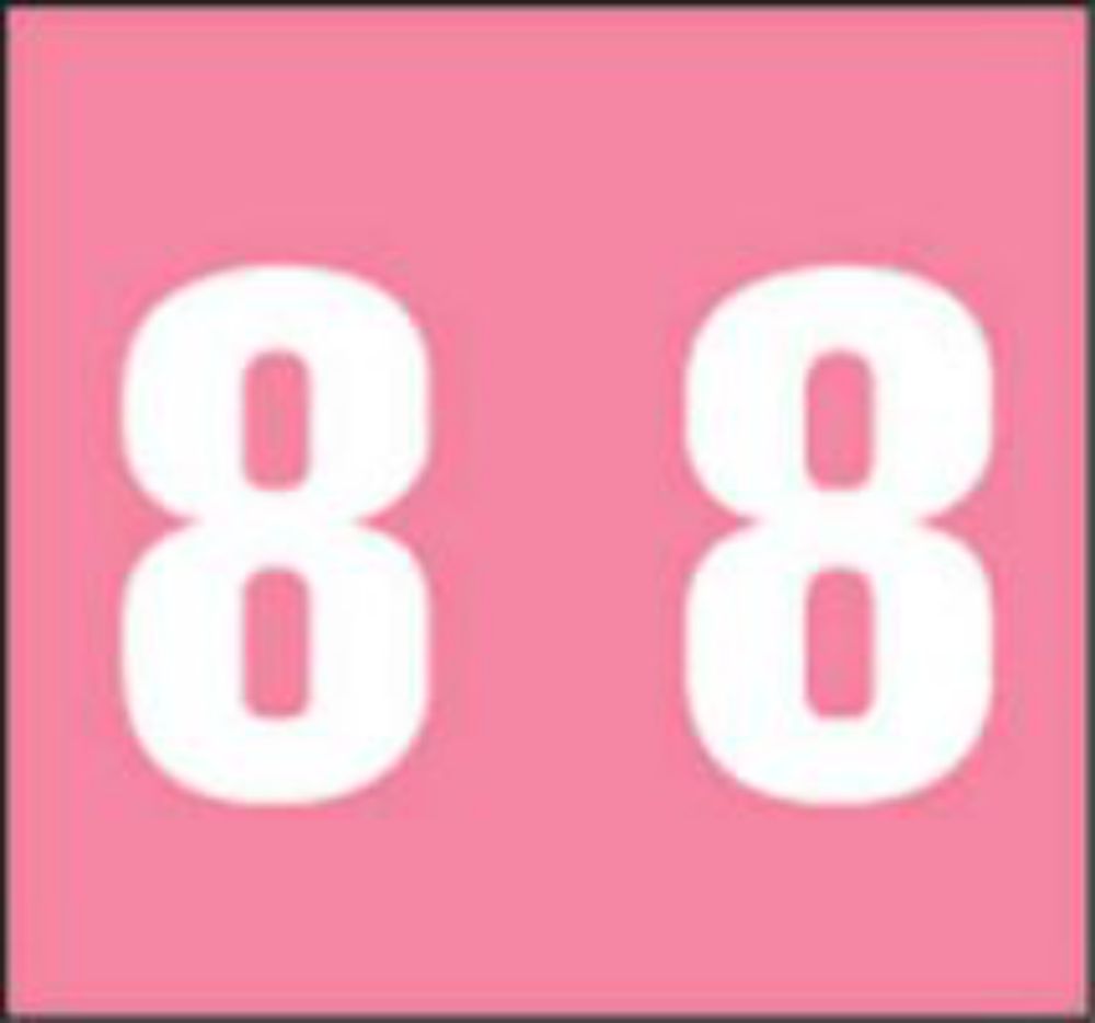 AMES® COMPATIBLE COLOR CODE LABEL NUMERIC "8" 1 7/8" X 1 7/8" PINK MYLAR PERMANENT - 500 PER ROLL