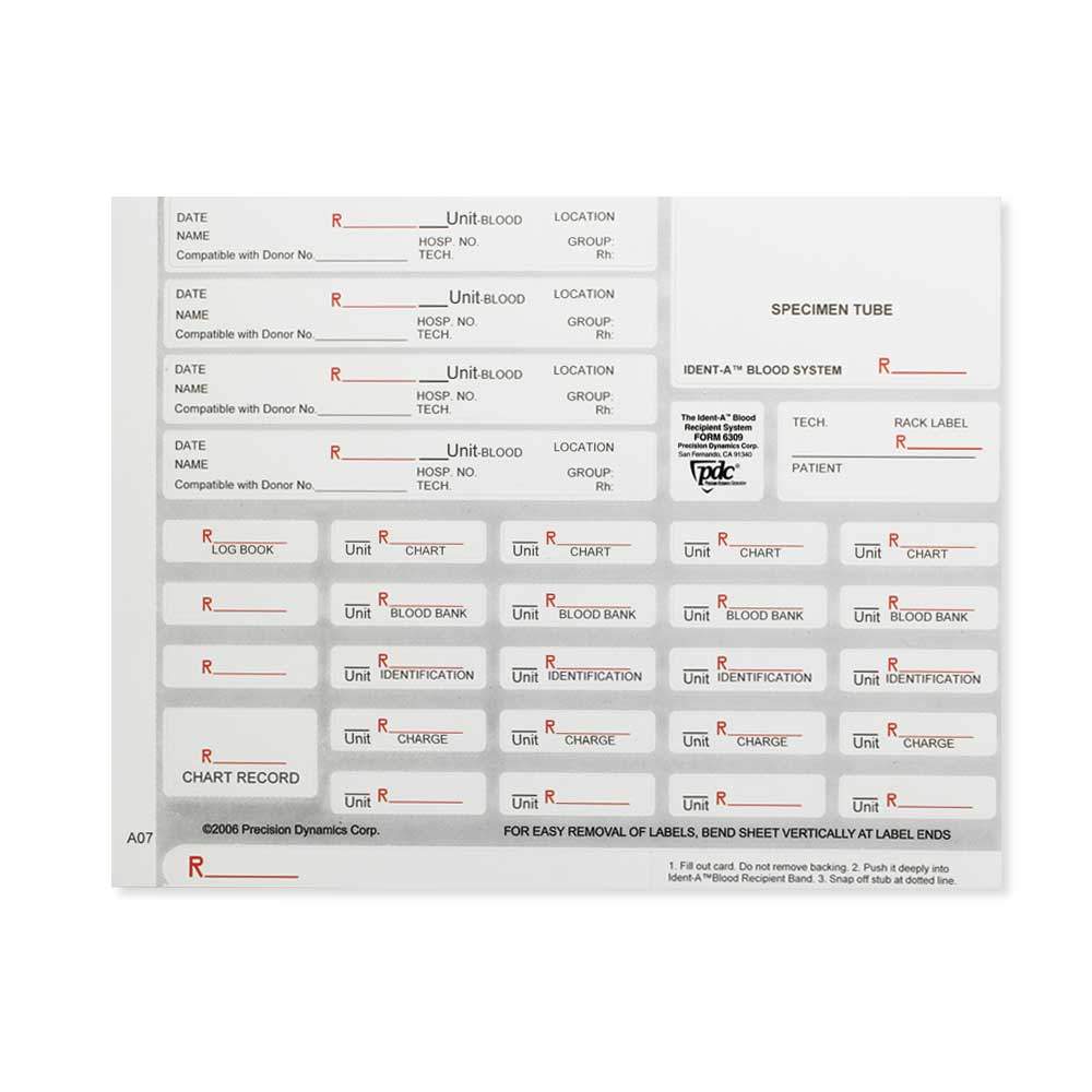 IDENT-A-BLOOD RECIPIENT SYSTEM FORM POLY SYNTHETIC ADULT/PEDI - 100 PER BOX