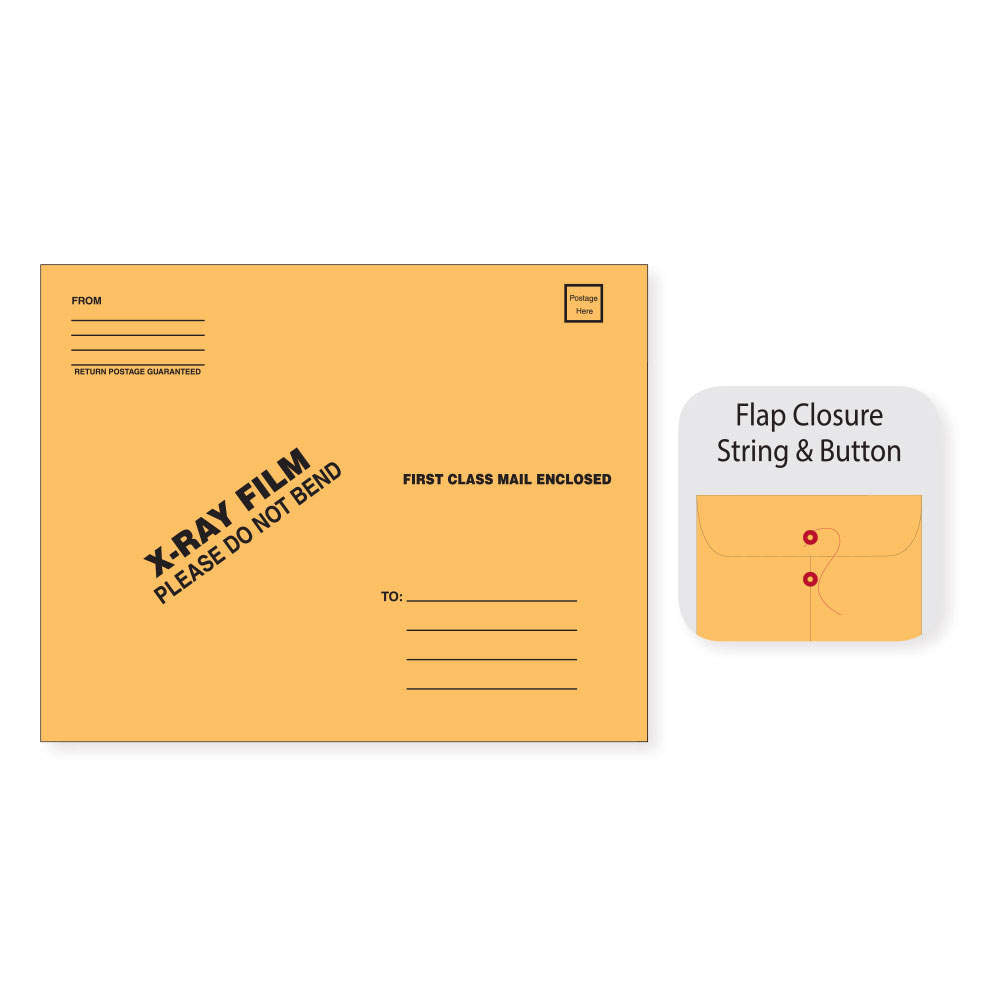 X-RAY FILM MAILER STRING & BUTTON OPEN END WITH BLACK PRINT 28# BROWNKRAFT 15"X18" 50 PER CASE